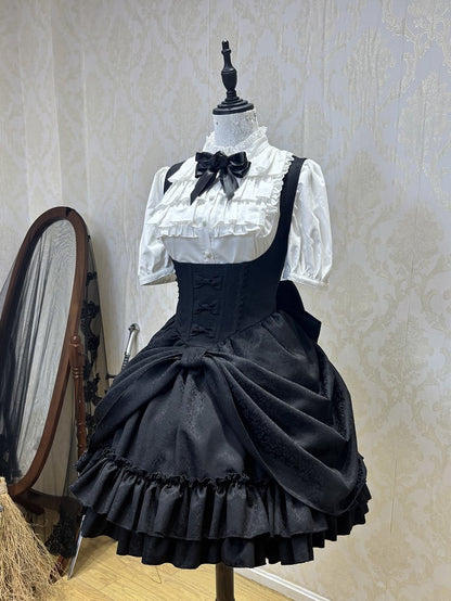[Précommande jusqu'au 18 avril] Robe corset Lolita gothique à motif sombre et dentelle violette
