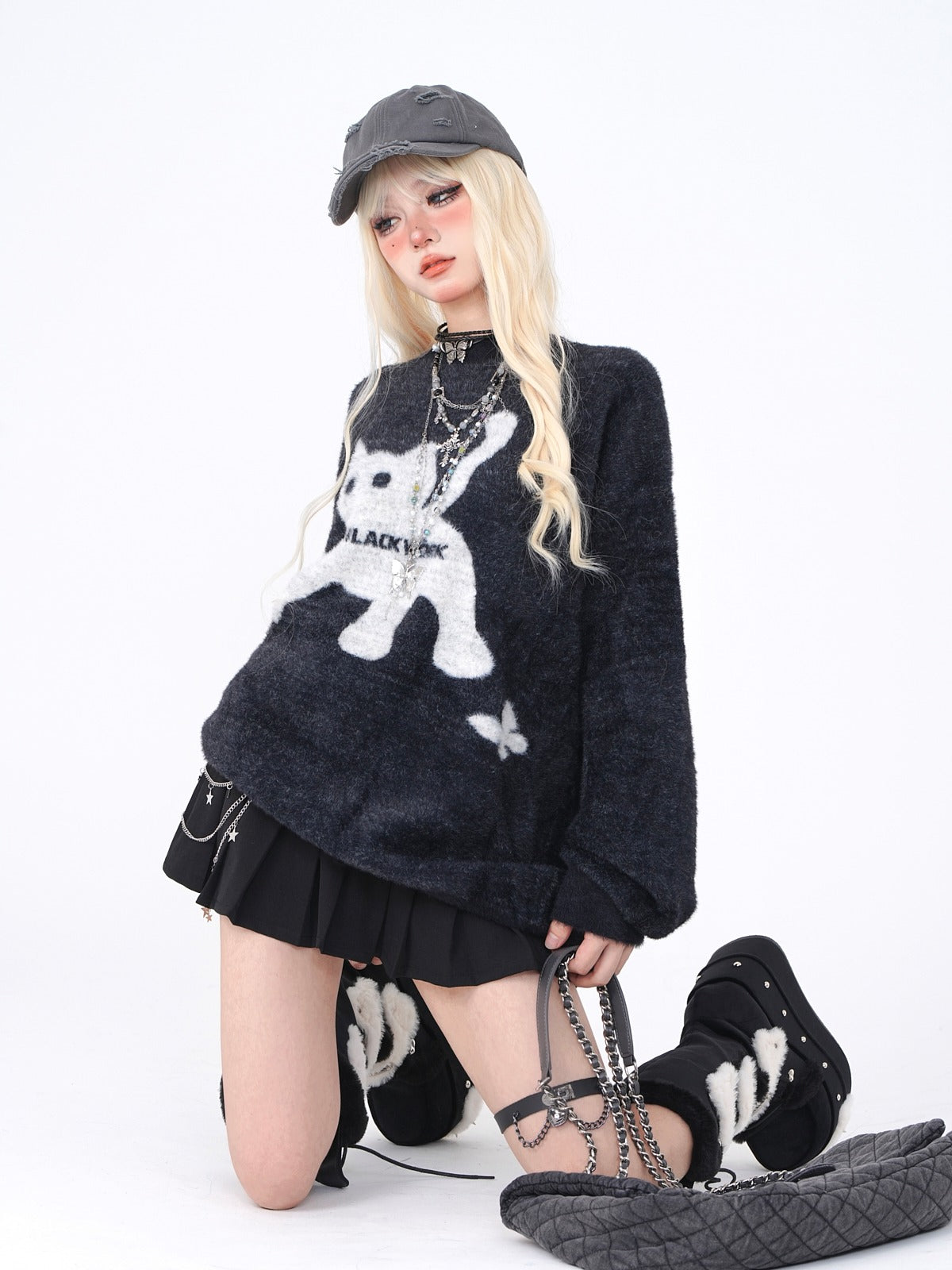 Dark Little Fur Cat Top