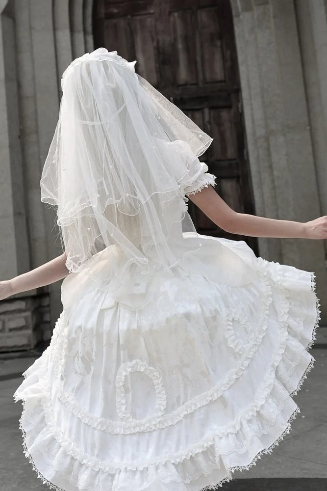【8月15日予約締切】ゴシックスパイダーロリータジャカードティアードクロスリボンスカート