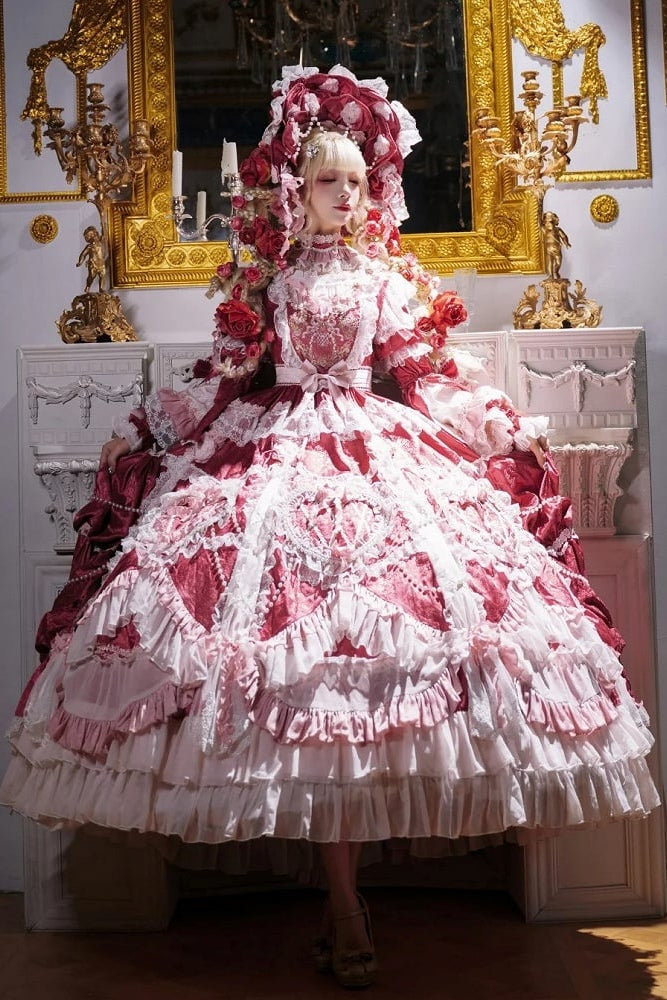 【2月22日予約締切】アンティークベリーローズロマンティックファンタジーロリータロングドレス