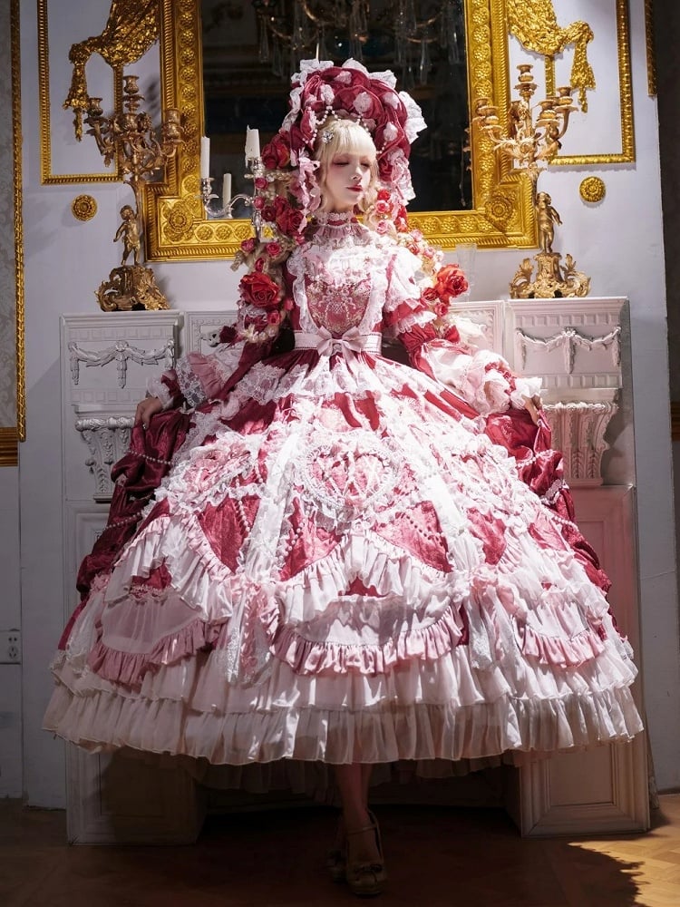 【2月22日予約締切】アンティークベリーローズロマンティックファンタジーロリータロングドレス