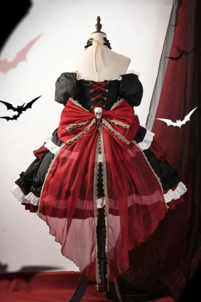 [Reservation product] Dark Pattern Gothic Gorgeous Elegant Dress [Short Long]