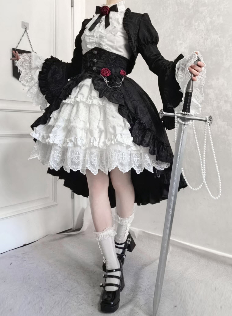 【12月26日予約締切】ブラッドムーンローズラッフルシャツ＋ゴージャスコルセットスカート＋ボレロジャケット＋ヘアバンド