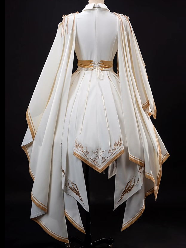 [Pre-order Deadline: November 16] Holy Army White Gold Embroidery Military Uniform Cape Dress Complete Set + Dress Set