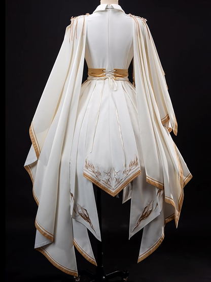[Pre-order Deadline: November 16] Holy Army White Gold Embroidery Military Uniform Cape Dress Complete Set + Dress Set