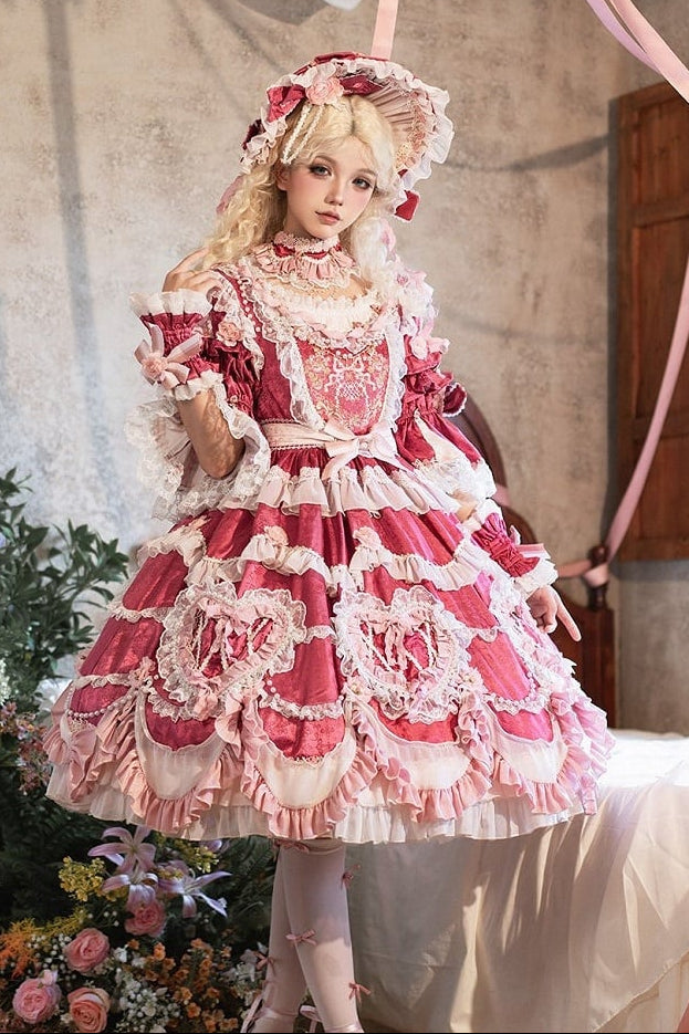 【2月22日予約締切】アンティークベリーローズロマンティックファンタジーロリータショートドレス