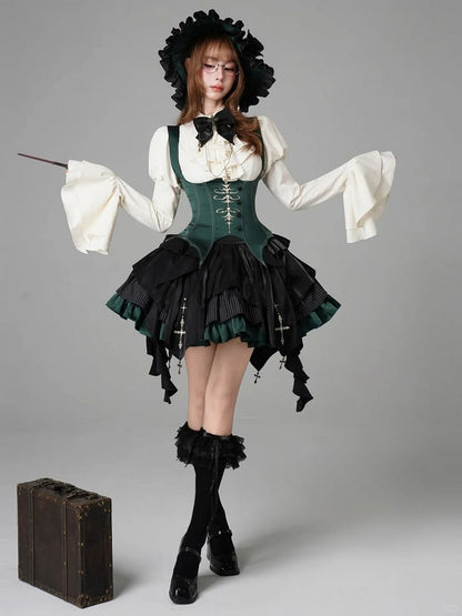 【12月3日予約締切】inverted spell contract ダークゴシックウィッチドレスフルセット＋シャツ＋ベスト＋スカート