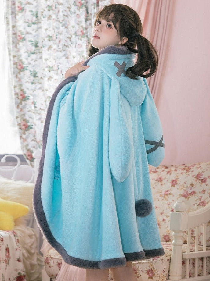 Velvet Mechanical Drop Rabbit Poncho