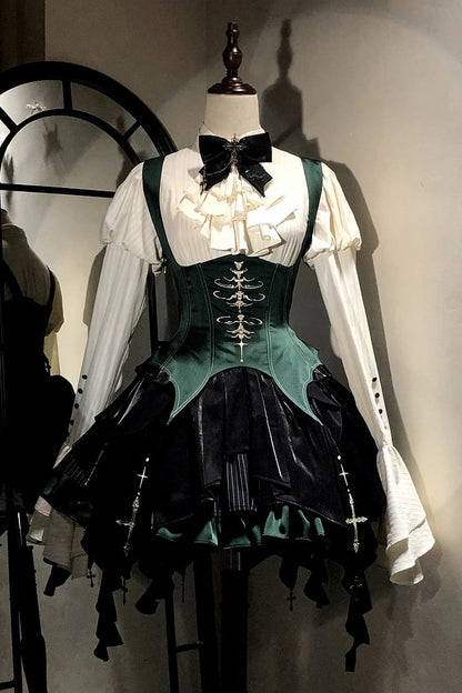 【12月3日予約締切】inverted spell contract ダークゴシックウィッチドレスフルセット＋シャツ＋ベスト＋スカート