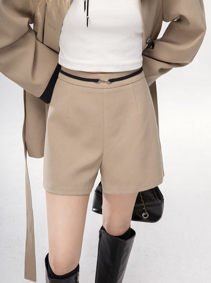 Poseidon Khaki Contrast Color Trench Jacket + Shorts