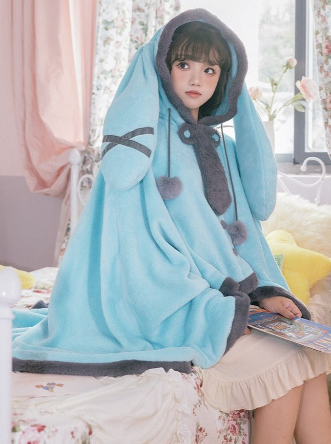 Velvet Mechanical Drop Rabbit Poncho