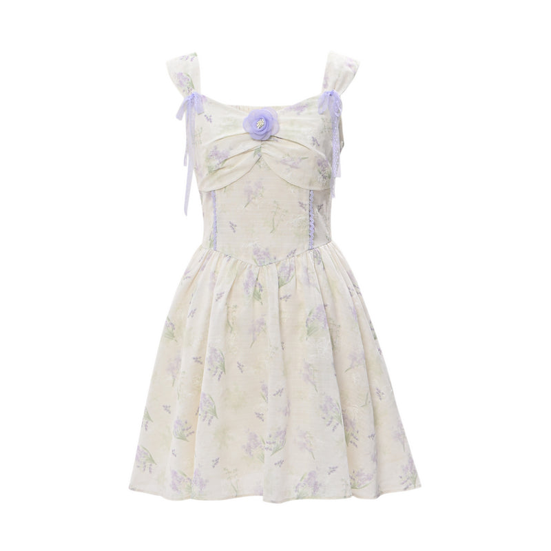 French Flower Off-the-shoulder Dress + Cardigan