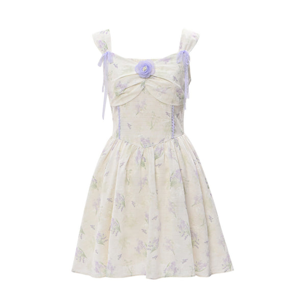 French Flower Off-the-shoulder Dress + Cardigan