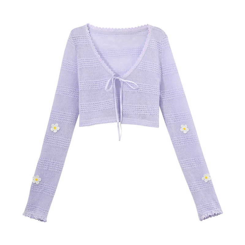 French Flower Off-the-shoulder Dress + Cardigan