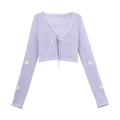 French Flower Off-the-shoulder Dress + Cardigan