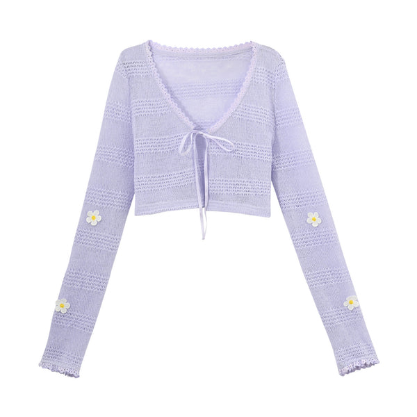 French Flower Off-the-shoulder Dress + Cardigan