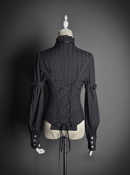 【2月23日予約締切】ドーンブレイカーゴシックフリルスタンドカラージャカードリボンシャツ