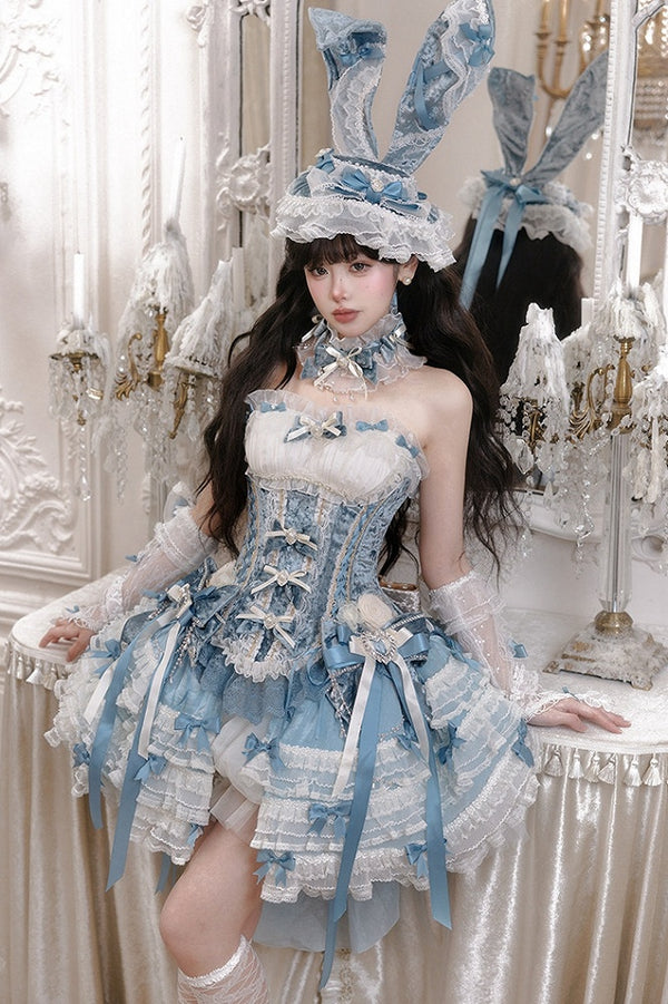 【4月8日予約締切】スウィートロリータバニーレースコルセットトップ＋姫袖シャツ＋スカート＋バルーンパンツ