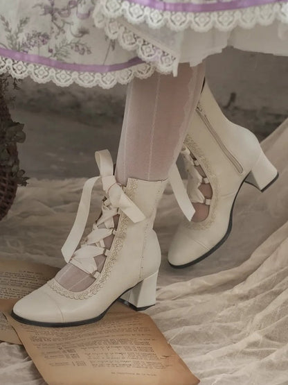 【12月26日予約締切】エレガントアンティークロリータレースアップブーツ
