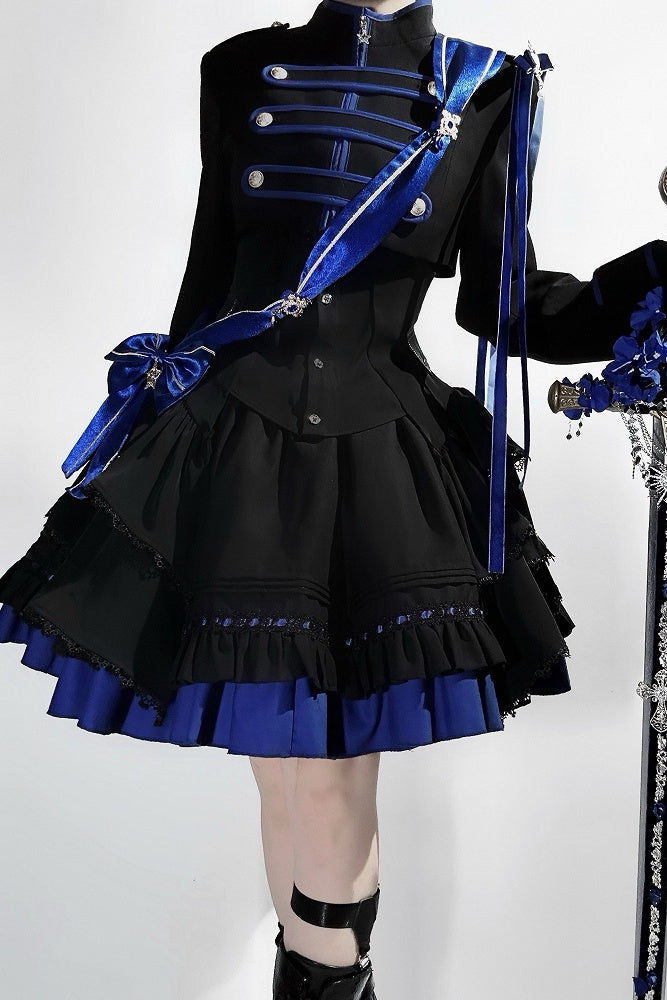 【9月13日予約締切】Black Blue Military Ruffle Lolita Series Accessories (Officer cap ・ Leg covers ・ Sash)