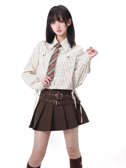 Star Fall Latte Star Velvet Hoodie Short Jacket Pleated Skirt Shirt Casual Maillard