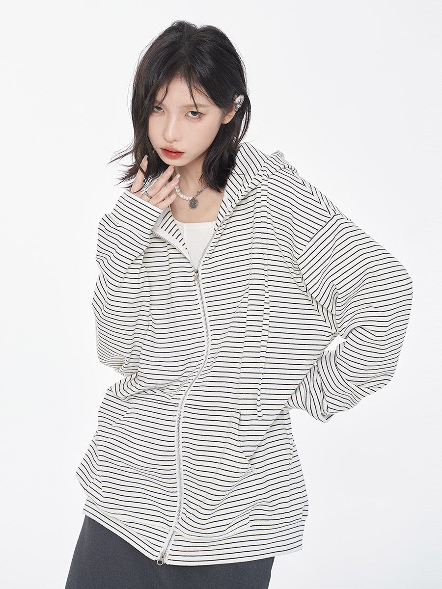 Mode Striped Hooded Hoodie