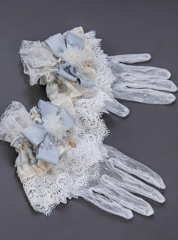 【9月10日予約締切】Rococo Fantasy Princess Lolita Series Accessories[ Feather Hat・Choker・Back Ribbon Train・Lace Gloves]
