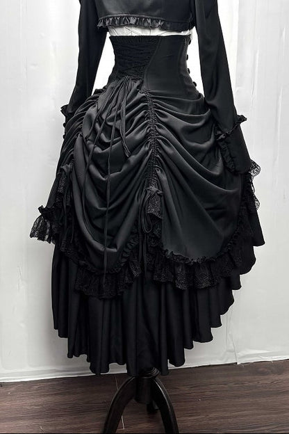 【3月6日予約締切】ダークゴシックブラックコルセットレイヤードプルアップスカート