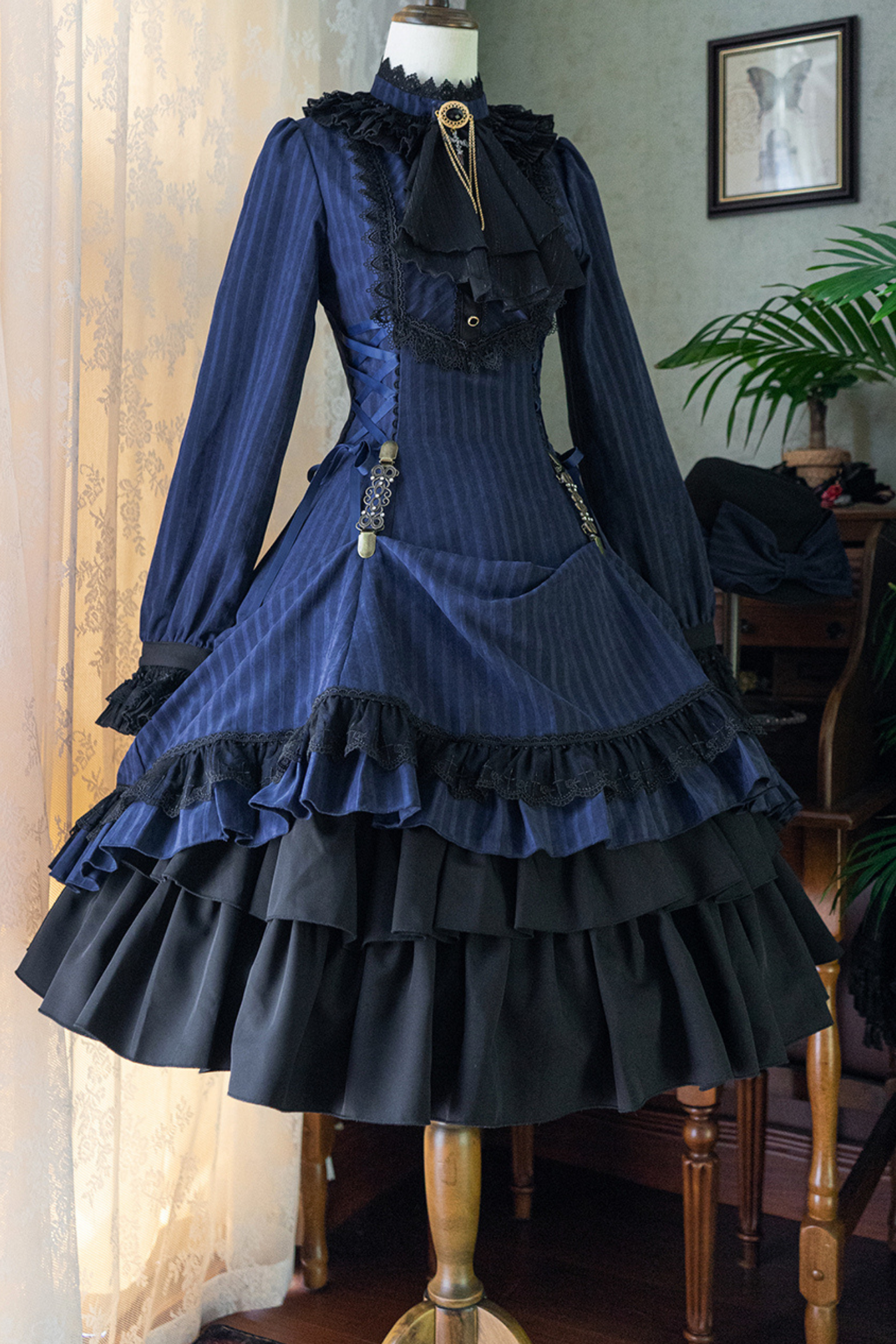 Retro Striped Elegant Gothic Lolita Dress