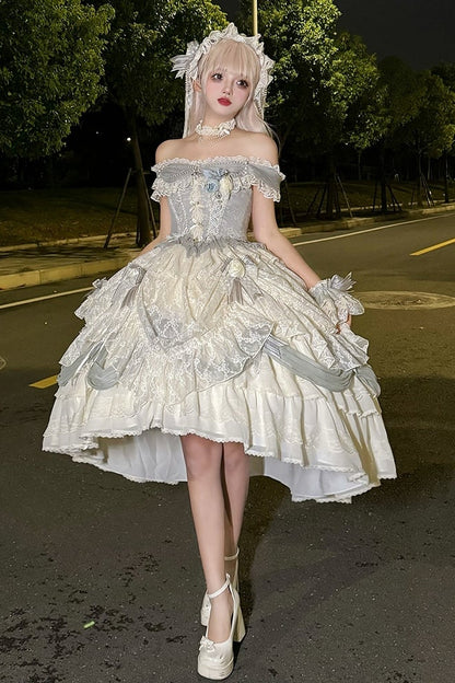 [Pre-order Deadline: June 14] Mist Blue Moonlight Elegant Princess Lolita Corset Pull-Up Dress