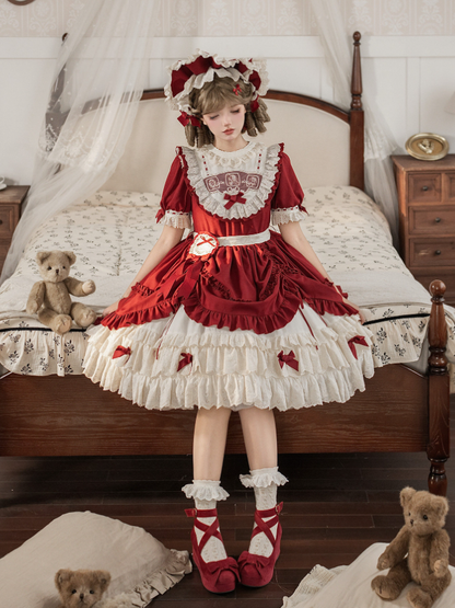 【4월 1일 예약마감】미러돌 앤티크 풀업 레이어드 원피스 + 풀 세트