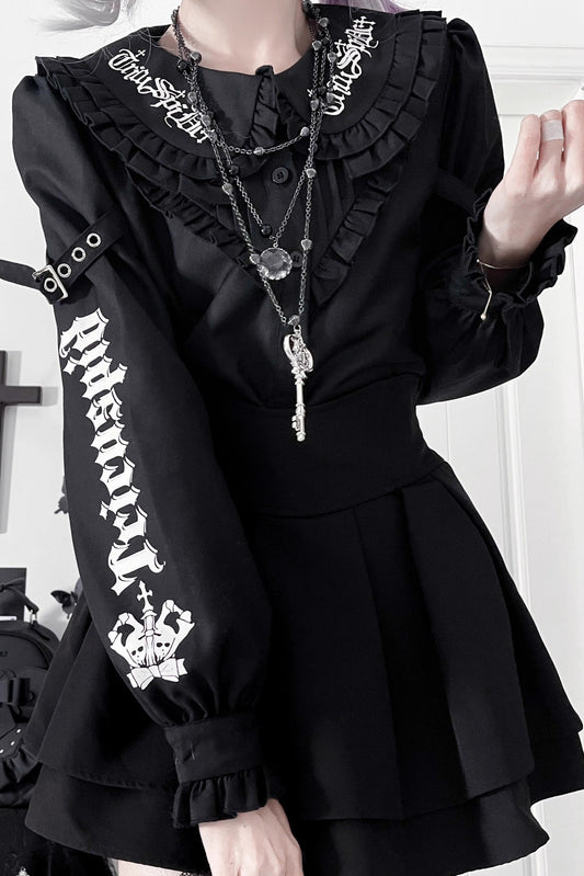 Dark Slim Ruffle Tops