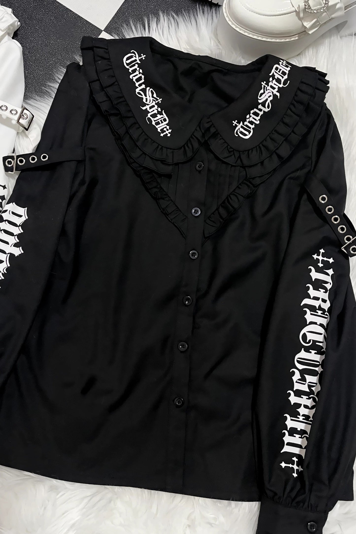 Dark Slim Ruffle Tops