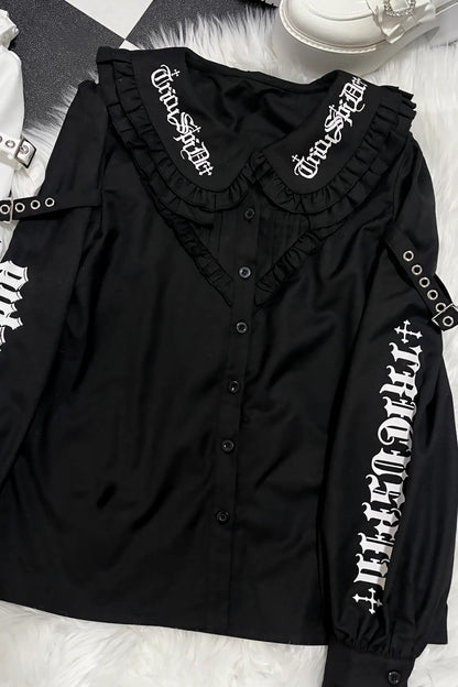 Dark Slim Ruffle Tops