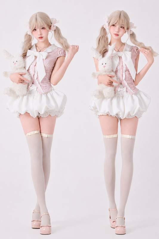 Milky Pink Top + Balloon Shorts