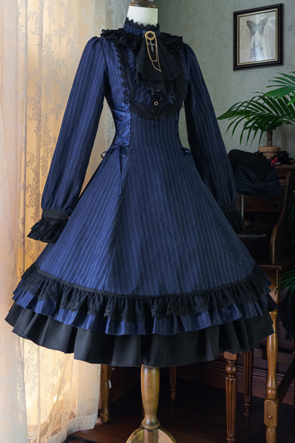 Retro Striped Elegant Gothic Lolita Dress