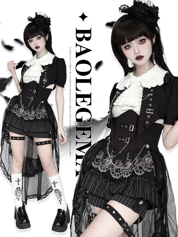 [Pre-Order] Raven Prince Dark Lolita British Style Split Original Design Outfit