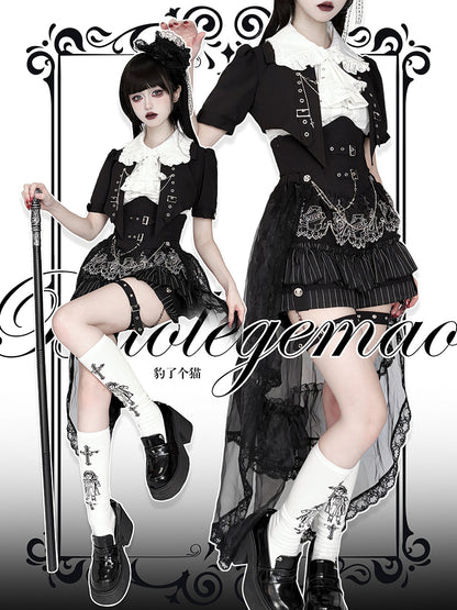 [Pre-Order] Raven Prince Dark Lolita British Style Split Original Design Outfit