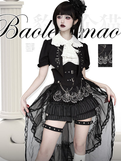 [Pre-Order] Raven Prince Dark Lolita British Style Split Original Design Outfit