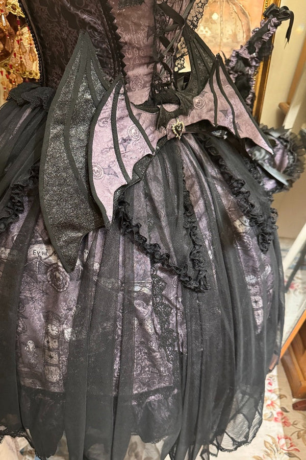 【10月30日予約締切】Purple And Black Gothic Lolita Series Accessories (Choker, Bat Wing Train, Detachable Princess Sleeves, Bunny Ear Hat, Witch's Hat)