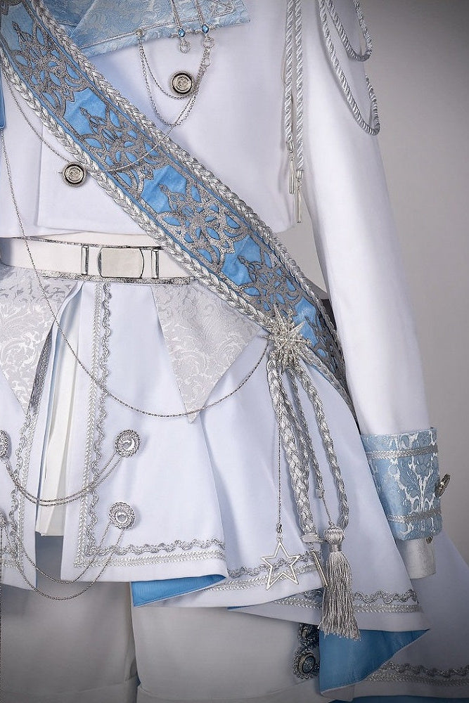 【12月7日予約締切】Light Blue & White Royal Prince-Style Military Lolita Set 1/2 + Full Set Ouji Fashion