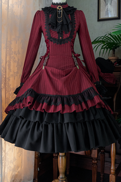 Retro Striped Elegant Gothic Lolita Dress