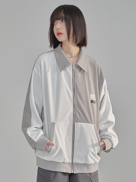 Jacke mit Kontrastkragen und Waffelnähten