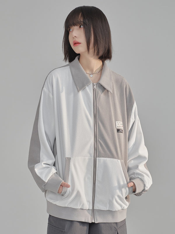 ワッフルステッチコントラストカラージャケット