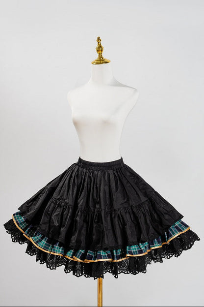 [Vorbestellung bis 18. Juli] Blau/Rot/Grün Idol-Lolita-Vintage-Karo-Goldbär-Schleifen-Spitzen-JKS-Kleid-Set 1/2/3 + Halsschleife