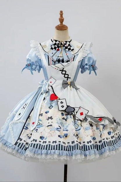 【数量限定】アリスティーパーティーアシメエプロンドレス＋うさ耳ハットドレスフルセット