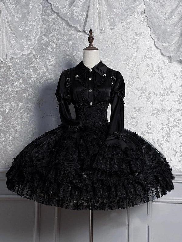 [Deadline for reservations: December 8] Black Mist Banquet Gothic Embroidery Gorgeous Bustier Dress + Setup