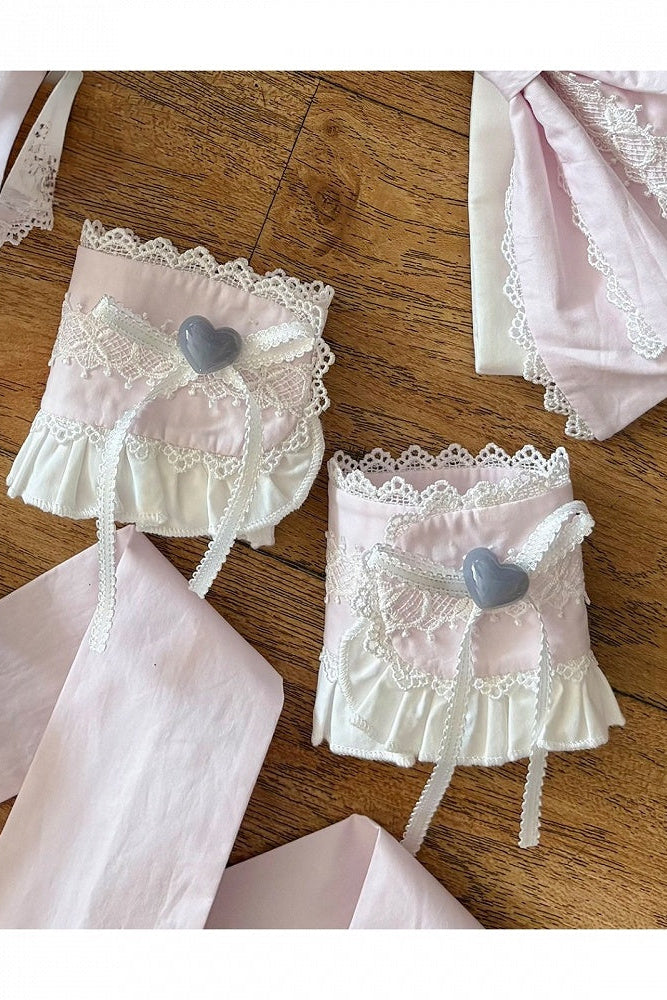 [Vorbestellartikel] Accessoires der rosa Sweet-Lolita-Serie(Schafsohren-Haarreif + Handgelenkmanschetten)