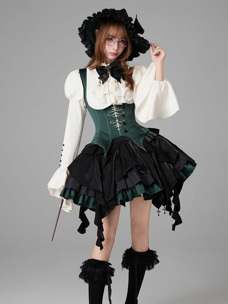 【12月3日予約締切】inverted spell contract ダークゴシックウィッチドレスフルセット＋シャツ＋ベスト＋スカート