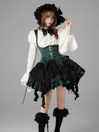 【12月3日予約締切】inverted spell contract ダークゴシックウィッチドレスフルセット＋シャツ＋ベスト＋スカート